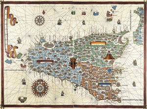 西西里岛。(西西里岛）琼-马丁斯（1556-1591）的导航图 作者 琼·马丁内斯（Joan Martines）