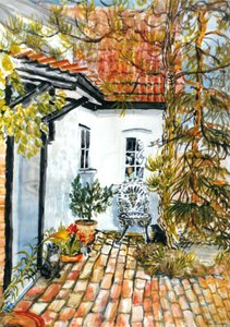 Carolines Cottage  - 旧邮局，（水粉） 作者 琼·瑟西
