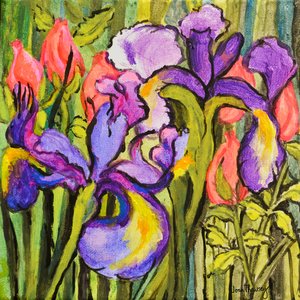 鸢尾花和玫瑰，2017，（压克力）