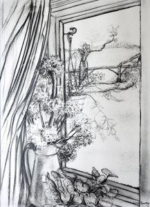 查看1970年的小屋窗户（木炭） 作者 琼·瑟西