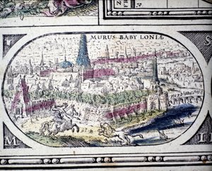古代七大奇迹的代表：巴比伦花园。 Jansson Jannsonius 于 1630 年在阿姆斯特丹印刷的地图集