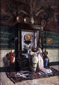 收藏家的柜子（板面油画） 作者 华金·阿格拉索特·胡安（Joaquin Agrasot y Juan）