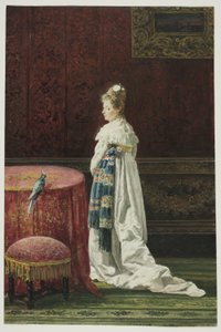 养绿鹦鹉的女人 作者 华金·阿格拉索特·胡安（Joaquin Agrasot y Juan）