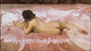裸体女人。 华金·索罗拉 (1863-1923) 的绘画