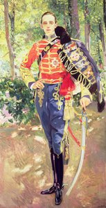 国王阿方索十三世（1886-1941）穿着Hu骑兵制服的肖像