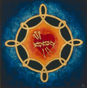 圣心》，2005 年（木板上的蛋彩画和 24K 金彩画） 作者 乔迪·西蒙斯（Jodi Simmons）