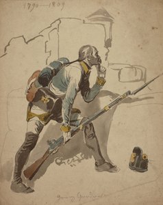 一线私人步兵（可能是第27团，黑森卡塞尔），1790-1809（水彩画）