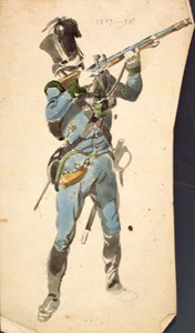 奥地利耶格斯的一名步枪兵，1835年国家精英威望公司（水彩画）