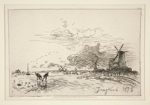 Canal de Hollande, pr?s de Rotterdam (Hiver) [荷兰运河，鹿特丹附近（冬季）]。