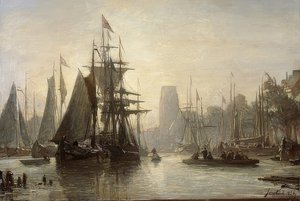 鹿特丹港。 1856年 作者 约翰·巴索德·琼金德（Johan Barthold Jongkind）