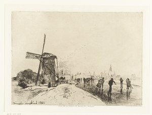 马斯路易斯景观 Vue de la ville de Maaslins（奥朗德）（系列标题） 作者 约翰·巴索德·琼金德（Johan Barthold Jongkind）