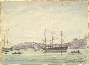 港口风光，马赛 作者 约翰·巴索德·琼金德（Johan Barthold Jongkind）