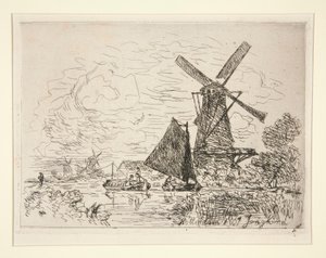 荷兰磨坊 作者 约翰·巴索德·琼金德（Johan Barthold Jongkind）