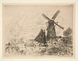 荷兰磨坊 作者 约翰·巴索德·琼金德（Johan Barthold Jongkind）