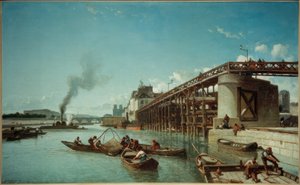 巴黎，塞纳河上的海港大桥（Le Pont de l&39;Estacade） 作者 约翰·巴索德·琼金德（Johan Barthold Jongkind）