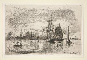 Soleil Couchant - Port d 作者 约翰·巴索德·琼金德（Johan Barthold Jongkind）