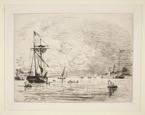 Sortie du Port de Honfleur（从昂弗勒港出境） 作者 约翰·巴索德·琼金德（Johan Barthold Jongkind）
