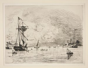 Sortie du Port de Honfleur（从昂弗勒港出境） 作者 约翰·巴索德·琼金德（Johan Barthold Jongkind）