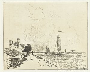 两艘帆船 六张荷兰面孔（系列标题） 作者 约翰·巴索德·琼金德（Johan Barthold Jongkind）