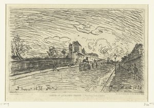 科钦医院出口（巴黎圣雅克郊区） Sortie de la Maison Cochin (Faubourg Saint-Jacques)（物体上的标题） 作者 约翰·巴索德·琼金德（Johan Barthold Jongkind）