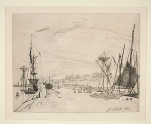 Vue du Port au Chemin de Fer ?翁弗勒铁路港口景观 作者 约翰·巴索德·琼金德（Johan Barthold Jongkind）