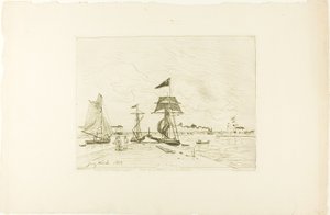 洪弗勒尔港木质码头 作者 约翰·巴索德·琼金德（Johan Barthold Jongkind）