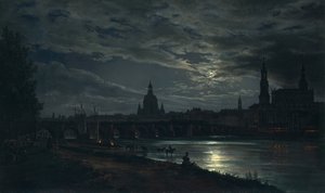 月光下的德累斯顿风景，1839年