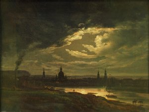德累斯顿夜景 作者 约翰·克里斯蒂安·达尔