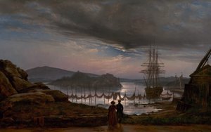 从克里斯蒂亚尼亚附近的瓦埃克罗看，1827年。 作者 约翰·克里斯蒂安·达尔
