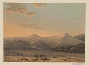 布罗莫火山景观
1856 年喷火的布罗莫火山（Probolingo 住所）（物体上的标题）