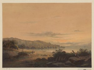 爪哇岛海湾景色
爪哇岛南部的斯里贡乔（Srigonjo）小海湾（马朗（Malang）县，居民帕萨鲁昂（Passarouang））（物体上的标题 作者 弗兰斯·布法恩·佐南