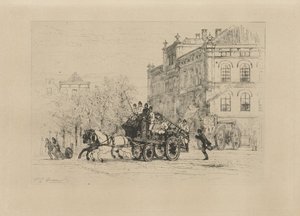 带消防车的 Weesperplein 景观 作者 约翰·康拉德·格雷夫