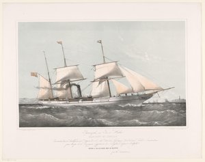 螺旋轮船 Mariout 和 Hedjaz 航行出海 Pijroscaphes en Fer à Helice Mariout et Hedjaz（物体上的标题）