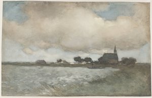 诺登（Noorden）附近诺德斯多普（Noordse Dorp）教堂的景观
诺登附近 Noordse Dorp 教堂的景观 作者 约翰·亨德里克·魏森布鲁赫