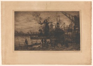 鹿特丹港口景观 作者 Johan Hendrik van Mastenbroek（艺术家签名）