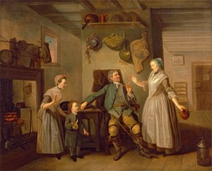 大卫·加里克（David Garrick）的《农夫归来》中的大卫·加里克（David Garrick）和玛丽·布拉德肖（Mary Bradshaw） 作者 约翰·约瑟夫·佐凡尼