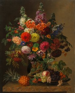 静物花卉与水果，1836年。