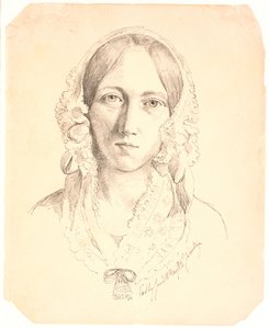 年轻女性肖像，正面。可能描绘的是路易丝-玛丽-尼尔加德（1816-1895 年） 作者 约翰·托马斯·伦比