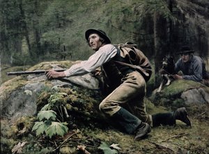 麋鹿狩猎，1889年 作者 Johan Tiren