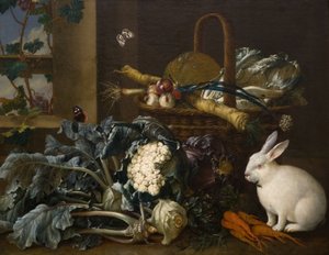 静物与兔子（布面油画） 作者 约翰·阿曼杜斯·温克