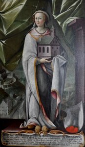 德文：Hatta von Hohenwart，海因里希-冯-阿尔特多夫（Heinrich von Altdorf）的妻子，阿尔特多夫修道院的创始人，时间约为 935 年 作者 约翰·安德里亚斯·劳赫（Johann Andreas Rauch）