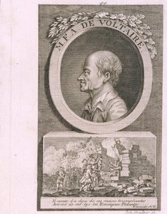 作家，散文家和哲学家弗朗索瓦·玛丽·阿鲁埃·德伏尔泰的肖像1694-1778