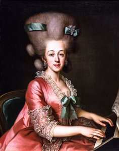 弹奏大键琴的女士肖像，18 世纪后四分之一（布面油画）