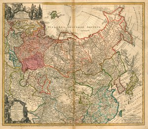 来自俄罗斯，俄罗斯帝国的地图和整个鞑靼既比亚洲更大和更小和