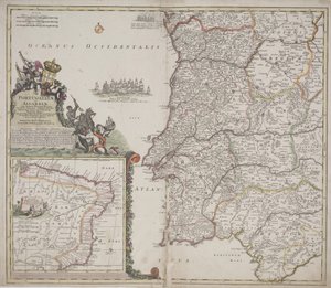 葡萄牙和阿尔加维（Portugalia et Algarbiae），约1704年（手绘蚀刻画）。