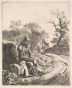 一个坐在路边的老人，1818年。
