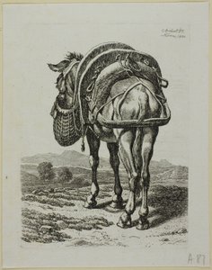 喂骡子 - 后部，选自《第二动物序列 作者 约翰·克里斯汀·赖因哈特（Johann Christian Reinhart）