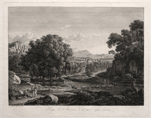 英雄风景：牛过河，1795年。 作者 约翰·克里斯汀·赖因哈特（Johann Christian Reinhart）