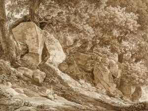 岩石景观与潘的长笛（在阿里西亚的奇吉别墅公园内） 作者 约翰·克里斯汀·赖因哈特（Johann Christian Reinhart）