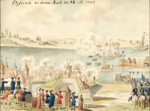 查理十二世正在穿越杜纳河 1701年，1770-1780年代 作者 约翰·克里斯托夫·布罗茨